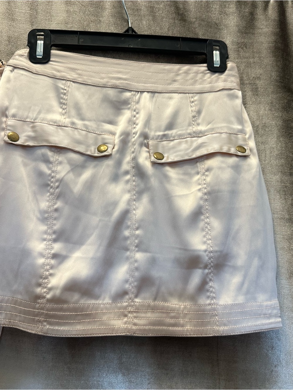 Women's blush satin blush/peach colored Pocket-Front faux wrap Skirt